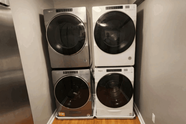 double stacked commercial laundry units